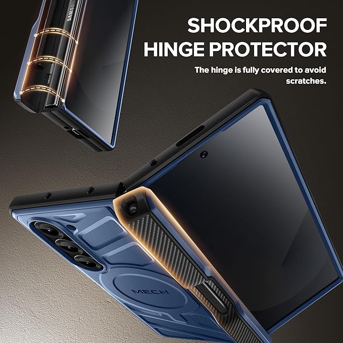 TONGATE for Samsung Galaxy Z Fold 6 Case with Privacy Screen Protector, [Compatible with MagSafe][Anti Spy] Shockproof Z6 Phone Case, Built-in Kickstand & Belt Clip & S Pen Holder for Z Fold 6, Blue