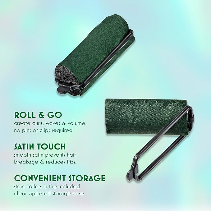 Wicked Elphaba 6PK Satin Rollers - hair rollers - foam rollers - heatless hair curlers - Scunci by Conair (Pack of 2)