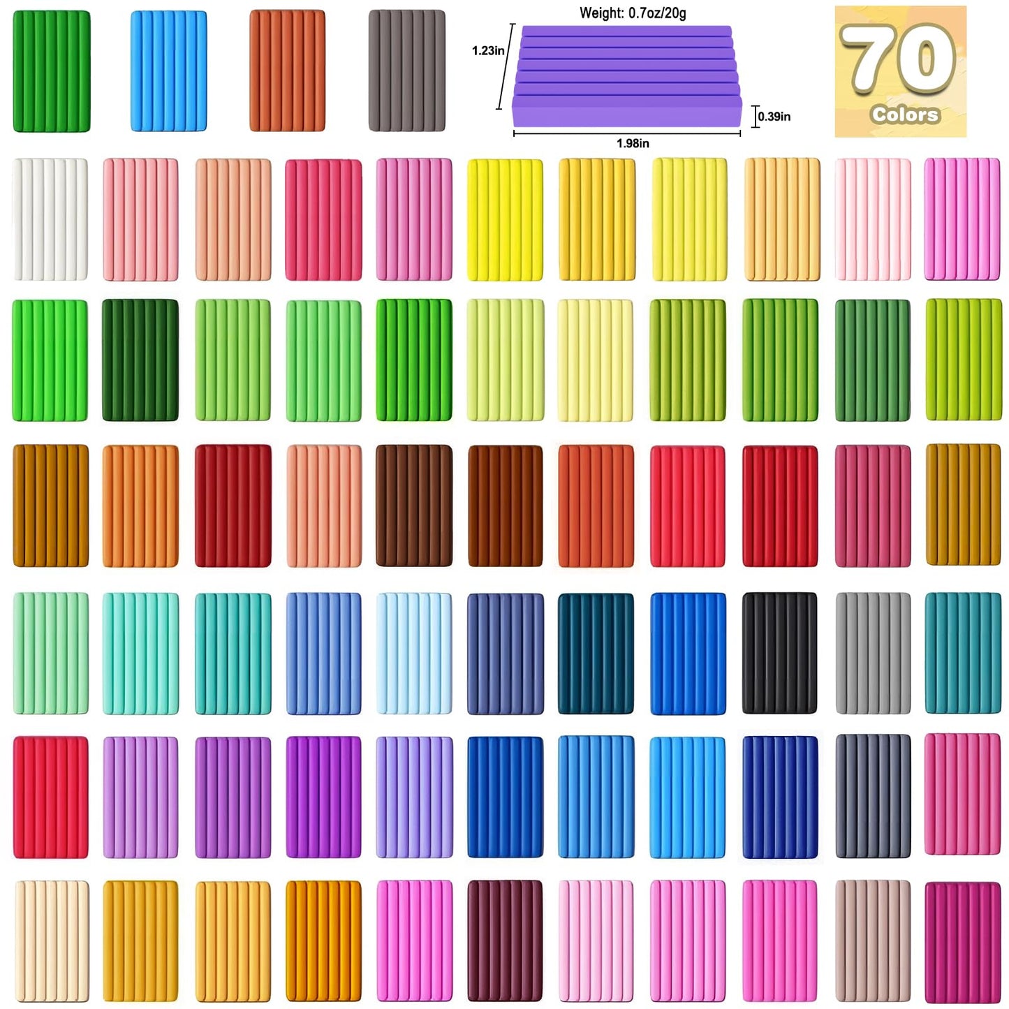 Ixiaoyoo 70 Colors Polymer Clay, DIY Modeling Clay Starter kit for Kids, Oven Baked Model Clay Art & Crafts Toys with Sculpting Tools, Non-Sticky, Birthday & Christmas Gift for Kids & Adults Artists