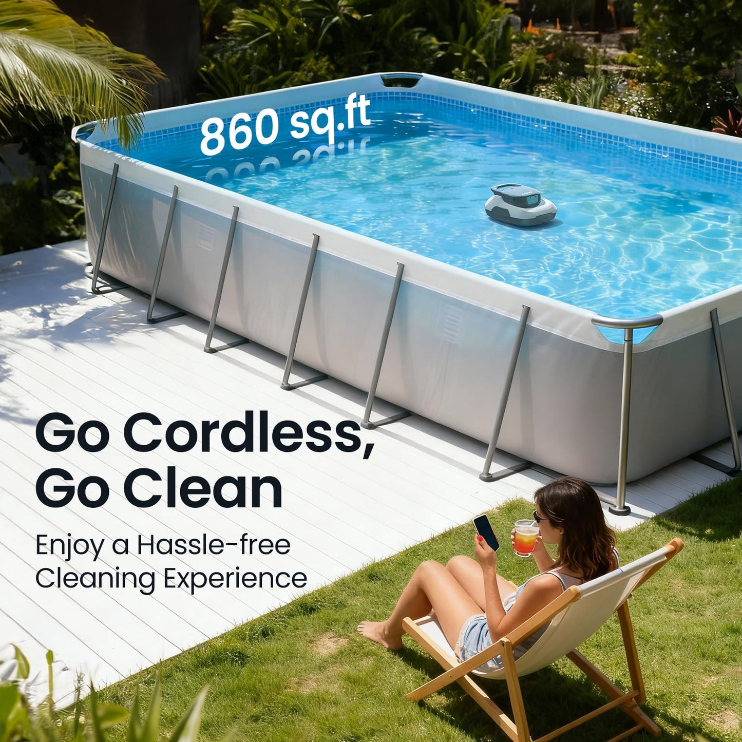 AIPER 2025 Scuba SE Cordless Pool Cleaner with 90-Min Runtime, 1665 GPH Strong Suction, Lightweight, Pool Vacuum for Above Ground Flat Pools up to 860 Sq.ft, Milky White & Teal