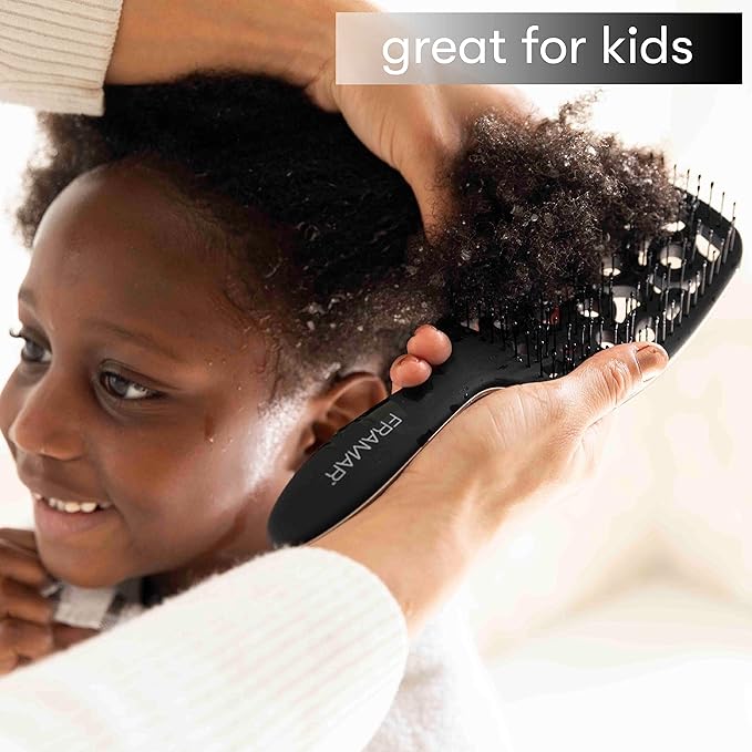 FRAMAR Professional Vented Hair Brush – Curved Hair Brush For Blow Drying, Wet Paddle Brush For Hair, Vent Brush For Blow Drying, Wet Hairbrush For Women – Heat Resistant - Black
