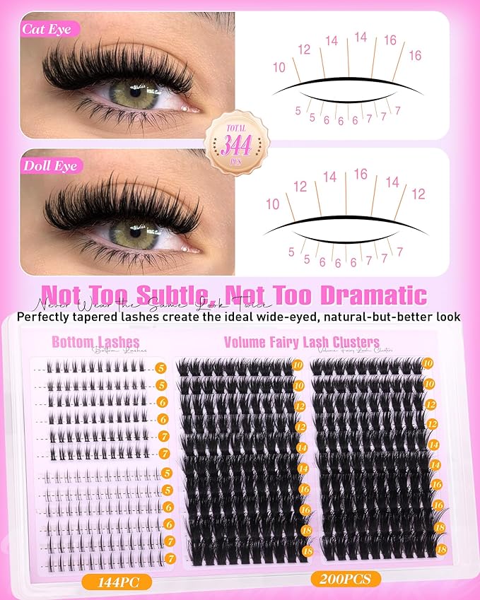 Lash Clusters with Bottom Lashes Fluffy Eyelash Clusters Fairy Individual Lashes 100D Wispy Cluster Eyelash Extensions D Curl Cluster Lashes Spiky Lash Extensions by Boahankuke