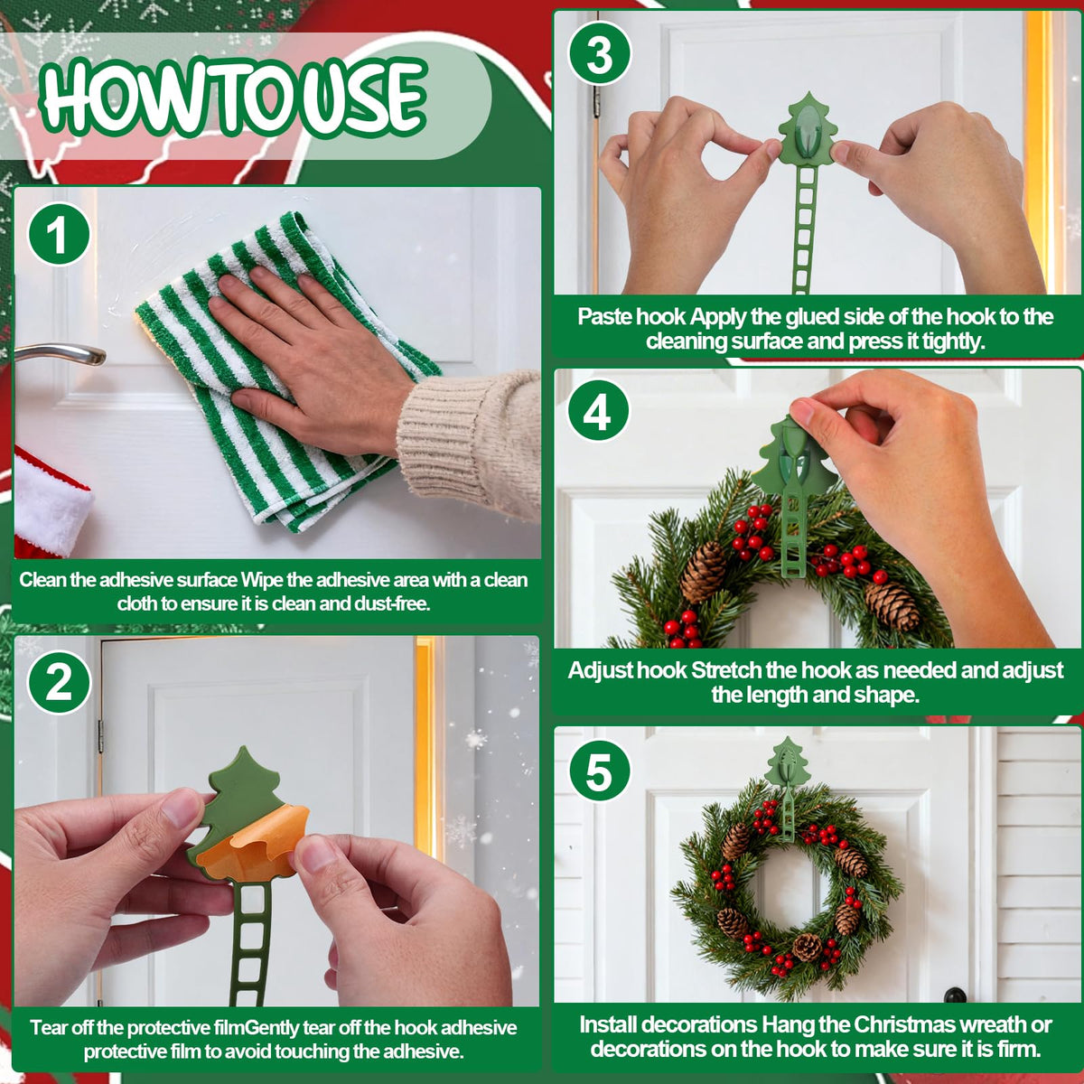 XANGNIER Christmas Garland Hooks for Mantle,Reusable Silicone Garland and Stocking Mantel Holders,Garland Hanging Hooks for Wall,Fireplace,Light,Ornament Decorations,Wreath Door Hanger Christmas Decor