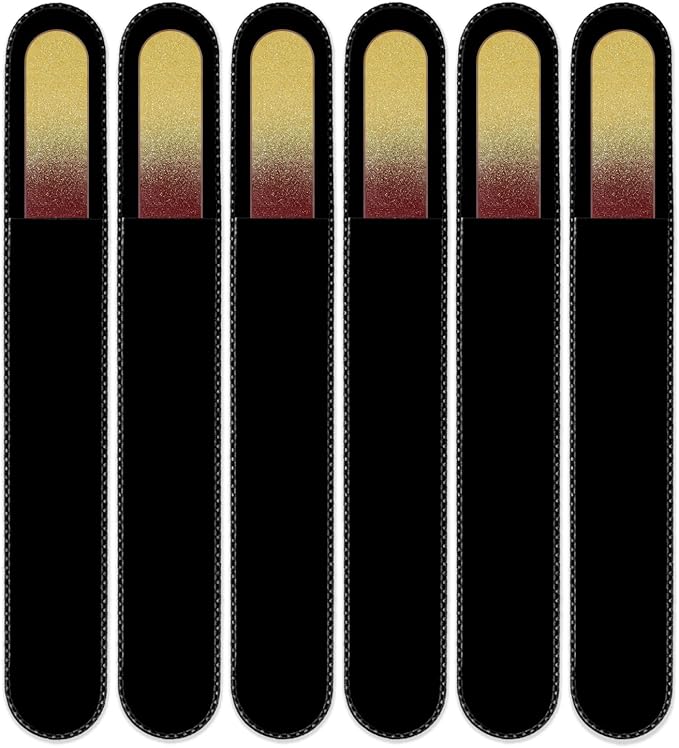 Mont Bleu Rainbow Crystal Nail File in Black Pouch - Large/Professional Size - Czech Tempered Glass - Handmade in Bohemia (Czech Republic)