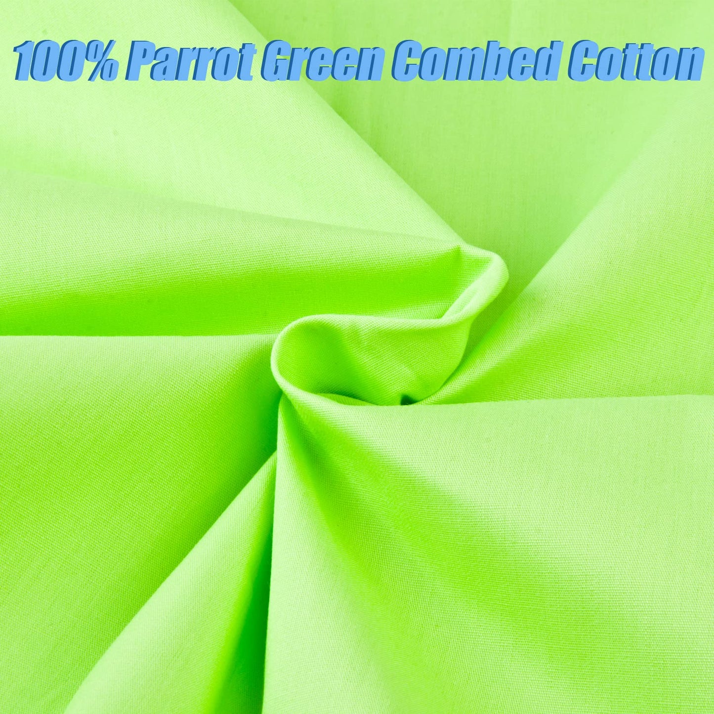 5 Yard Parrot Green Cotton Fabric, Natural Cotton Poplin Fabric by The Yard, 59 Inches Wide 100% Cotton Fabric, Soft Embroidery Muslin Quilting Material for Sewing Material Apparel Cloth