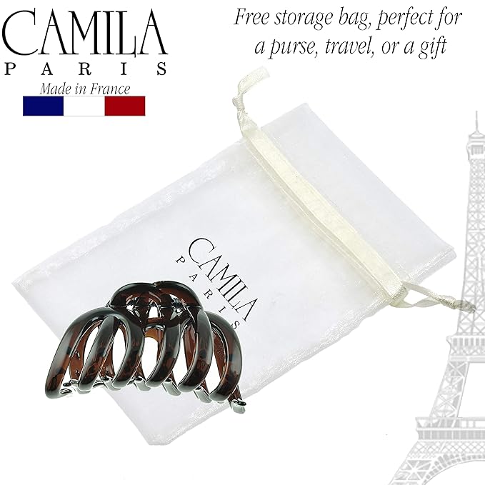 Camila Paris AD718 2PK French Octopus Hair Clip, Large Clips for Thick Hair, Girls Big Claw Clip for Long Hair, Durable Women's Clips With Strong No-Slip Grip, Made in France