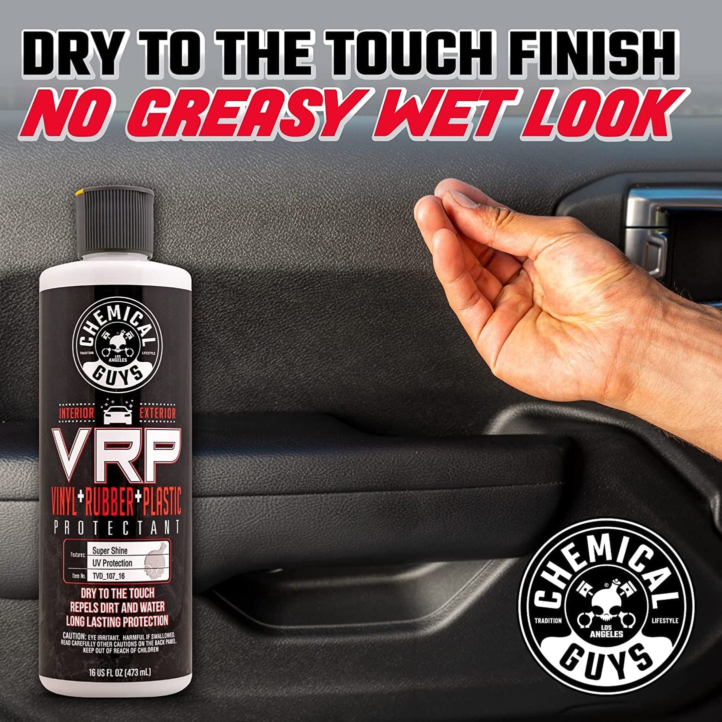 Chemical Guys VRP Protectant & WonderWave Applicators Kit - 16 oz Vinyl, Rubber, and Plastic Dressing with Foam Applicators - Restores Your Car's Interior & Exterior Surfaces