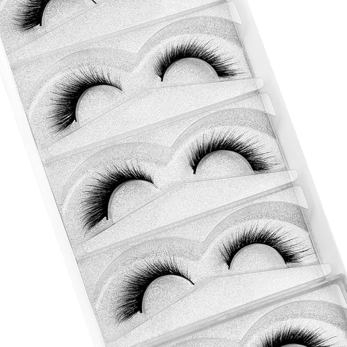 DYSILK Mink Lashes False Eyelashes - Lash Extension Strip Eyelashes 5 Pairs 6D Lashes Fox Eye Mink Eyelashes False Lashes Reusable Fake Eyelashes Mink Wispy Lashes Natural Look | Winged 7mm-17mm