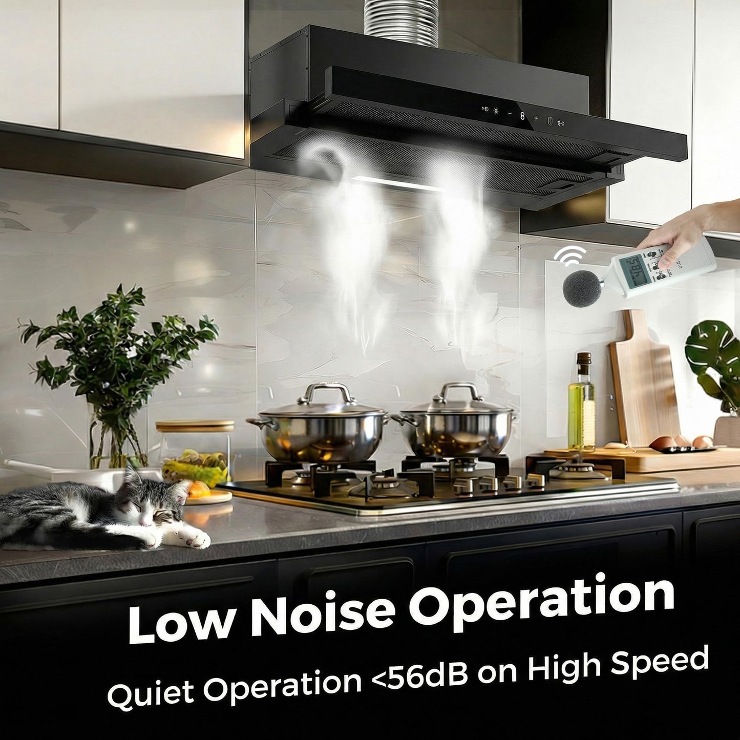 MOMOKOVA Range Hood 30 Inch Under Cabinet, Kitchen Hood with 750 CFM, 3-Speed Gesture Sensing & Touch Control, Stainless Steel Vent Hood with Pull-out Panel, LED Lights, 2 Pcs Aluminum Filters