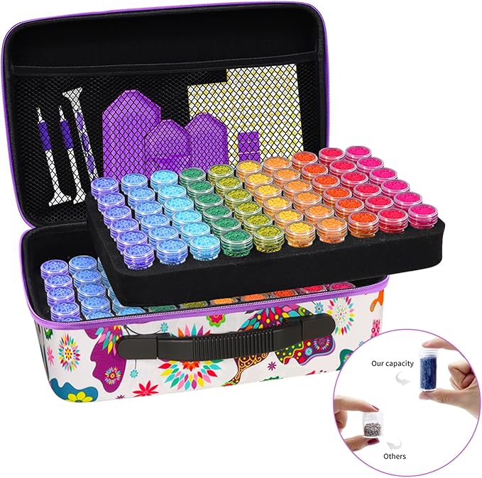 ZORETCO Diamond Painting Storage Containers,120 Slots Diamond Painting Accessories Kits with Tools for Diamond Art Craft Jewelry Beads Organizer