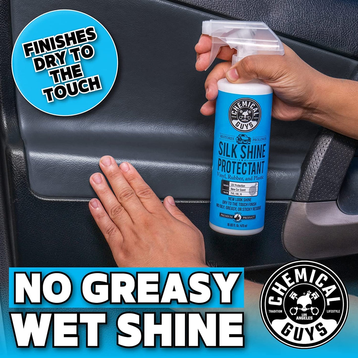 Chemical Guys TVD_109_1602 Silk Shine Spray-able Dry-to-The-Touch Dressing and Protectant for Tires, Trim, Vinyl, Plastic and More, Safe for Cars, Trucks, Motorcycles, RVs & More, 16 fl oz (2 Pack)