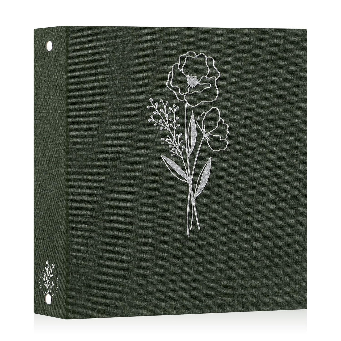 Lanpn 8.5x11 inch Scrapbook Photo Album, Linen Cover Archival Acid Free Top Load 3 Ring Binder Folder Photo Book 8.5 x 11 with 30 Plastic Sleeves 60 Pages (Green)