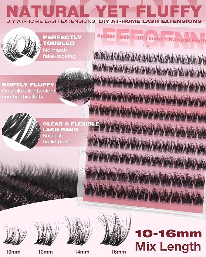 Lash Clusters Natural Eyelash Clusters Wispy Lashes Clusters C Curl Cluster Eyelash Extensions 8-14mm Lash Cluster Invisible Band Individual Lashes Bunny Cluster Lashes by Eefofnn
