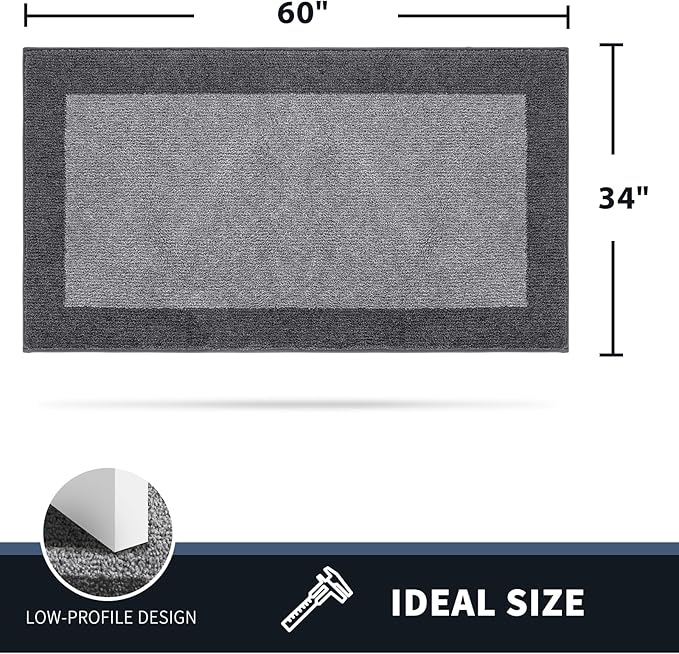 PURRUGS Dirt Trapping Door Mat 34" x 60", Non-Slip Washable Entry Mat, Dog Doormat, Front Door Mat, Super Absorbent Entrance Mat for Muddy Shoes & Paws, Light Grey & Grey