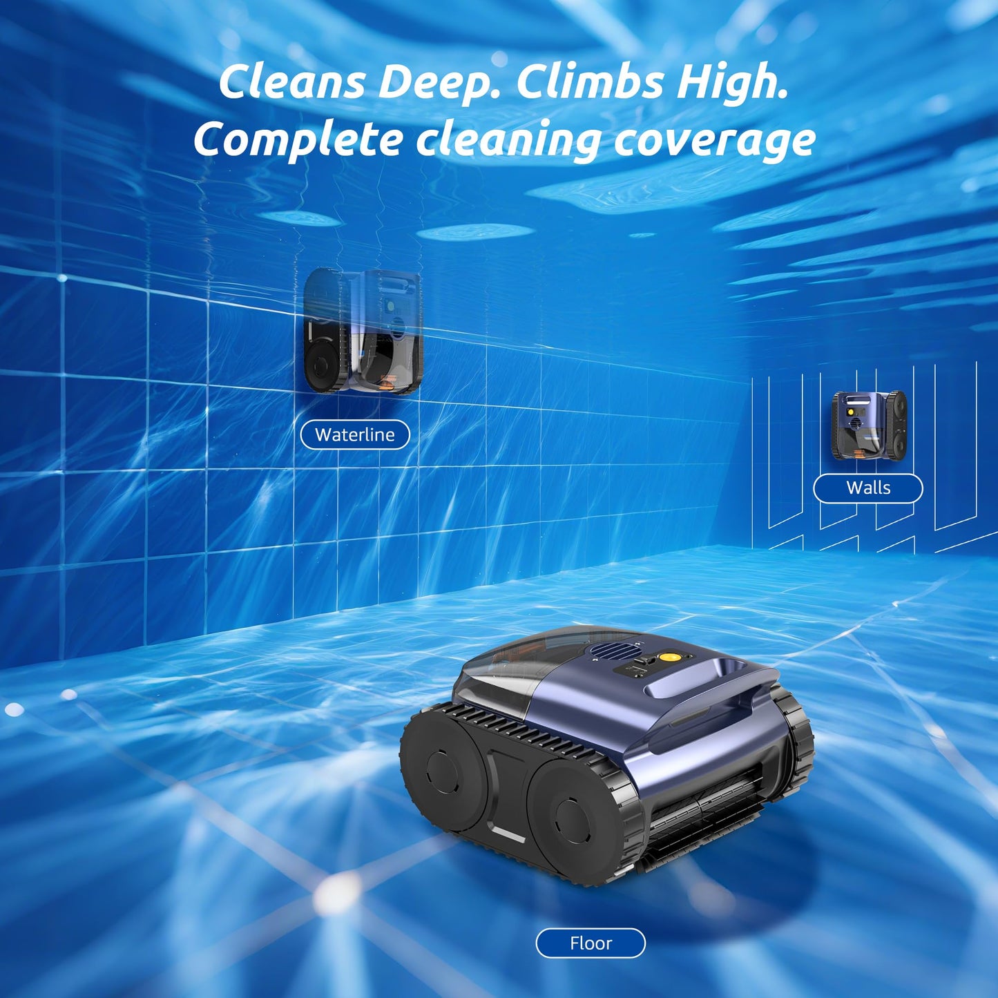 (2026 Upgrade) Cordless Robotic Pool Cleaner, 180 Mins Runtime Robotic Pool Vacuum for Inground Pools, Wall & Waterline Climbing Automatic Pool Vacuum with Sonar Navigation, Pool Up to 2150 Sq.ft