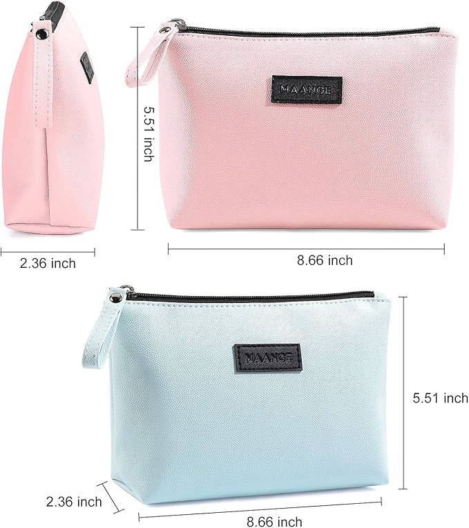 Cosmetic Bags for Women Small Makeup Bag for Purse Pu Leather Makeup Pouch Travel Makeup Bag with Zipper Make Up Bag for Travelling