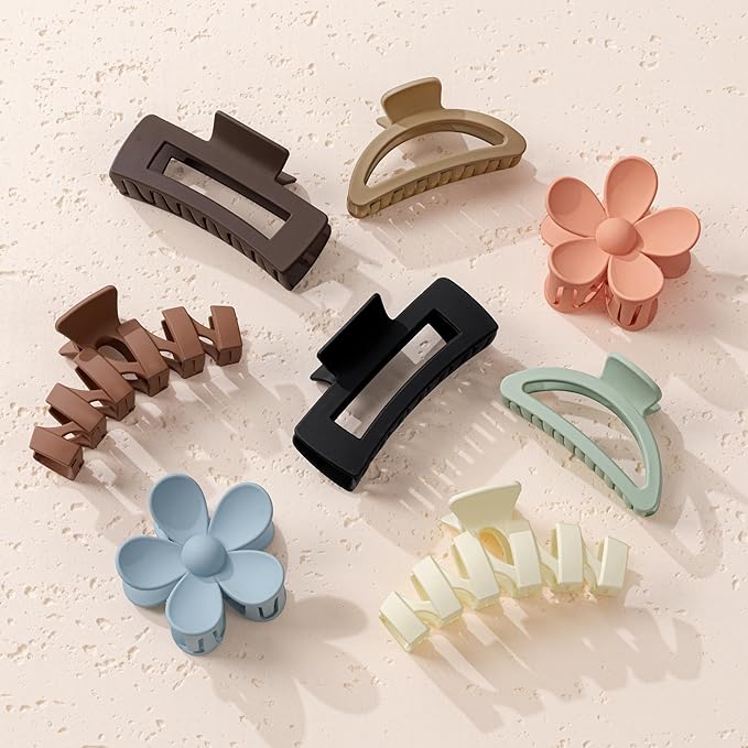 8PCS Hair Clips for Women, Flower Claw Clips for Thick Hair, Non-Slip Hair Accessories with Multi-Styles, Different Color Hair Claw Clips and Variety Pack, Ideal for Girls