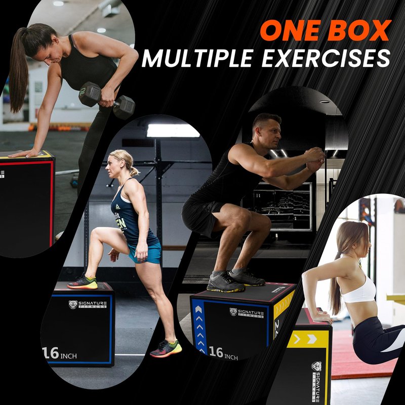 Fitvids Plyo Box, 3-in-1 Foam Plyometric Jump Box, 16”x20”x24” Box Jump for for Home Gym Training Fitness Workout Exercise
