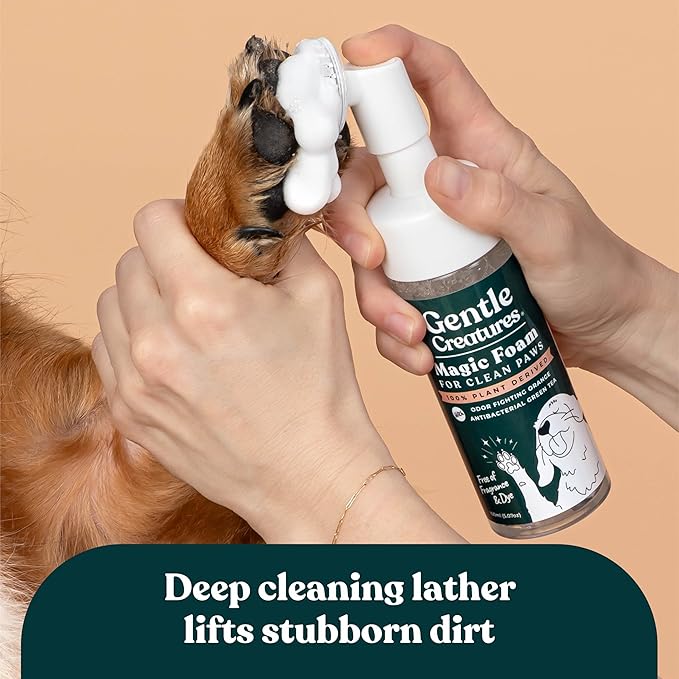 Magic Foam Paw Cleaner for Dogs & Cats, No-Rinse Foaming Scrubber Brush for Dirty, Muddy Paws – for Small, Medium & Large Dogs, Puppies, Kittens (5 fl oz)