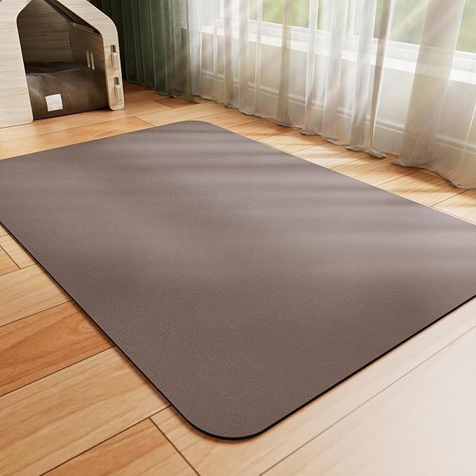 Dog Food Mat - Absorbent Cat Mat for Food and Water, No Stains Pet Feeding Bowl Mat, Easy to Clean Pet Placemats, Quick Dry Dog Water Dispenser Mat for Messy Drinkers | Brown 18"x 28"
