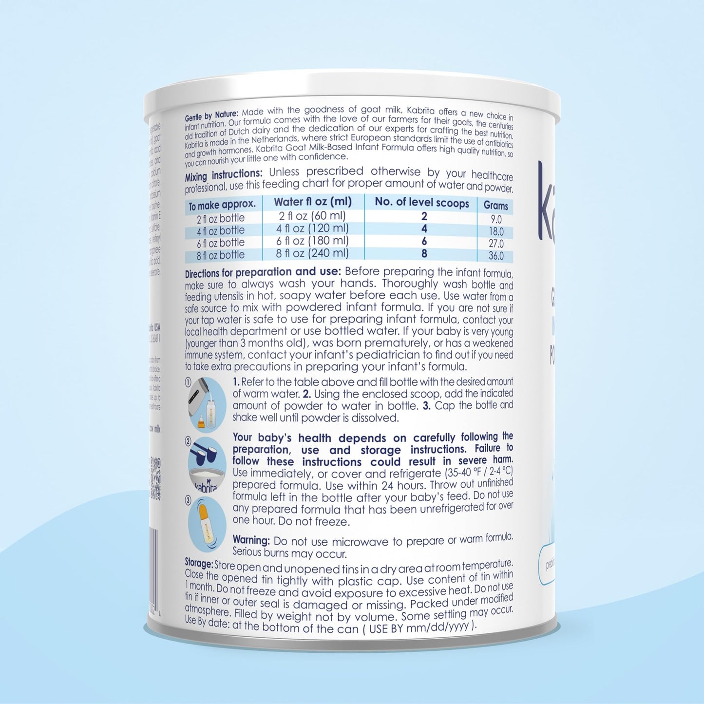 Kabrita Goat Milk-Based Infant Formula Powder, Designed for Gentle Digestion, Gentle Alternative to Cow’s Milk, with Iron, DHA, ARA & Prebiotics, for Infants 0–12 Months, Non-GMO, 14 oz (Pack of 12)