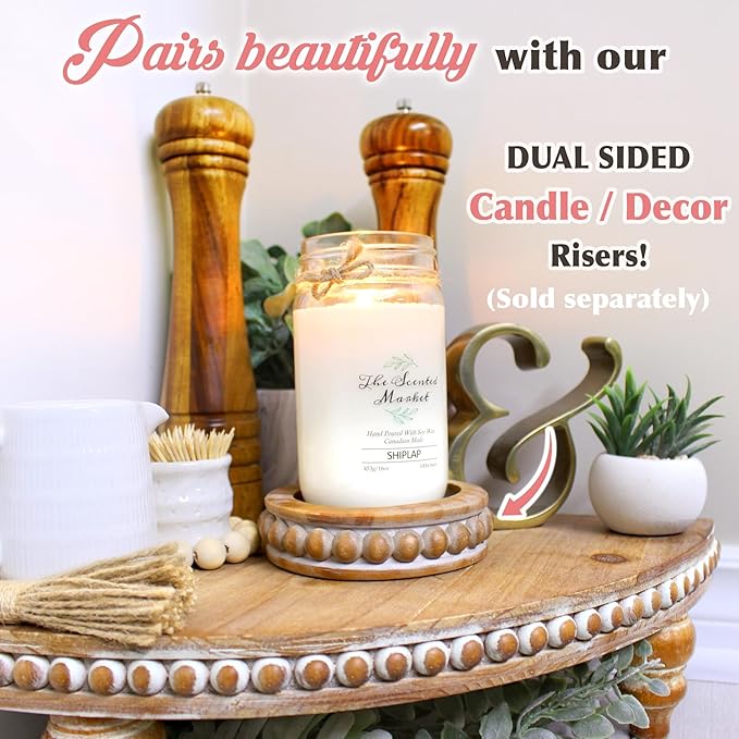 Farmhouse Corner Shelf Stand [with Removable Feet] - Bathroom Countertop Organizer, Decorative Tray Riser, Beaded Wooden Tray, Corner Tray Plant Stand, Coffee Bar Organizer for Kitchen Countertop