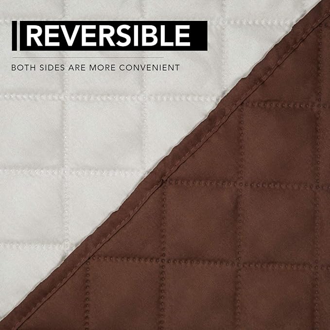 Easy-Going Oversized Recliner Cover Reversible Couch Cover Sofa Cover for Living Room Water Resistant Furniture Protector with Elastic Straps for Pets Dog (Oversized Recliner, Coffee/Ivory)