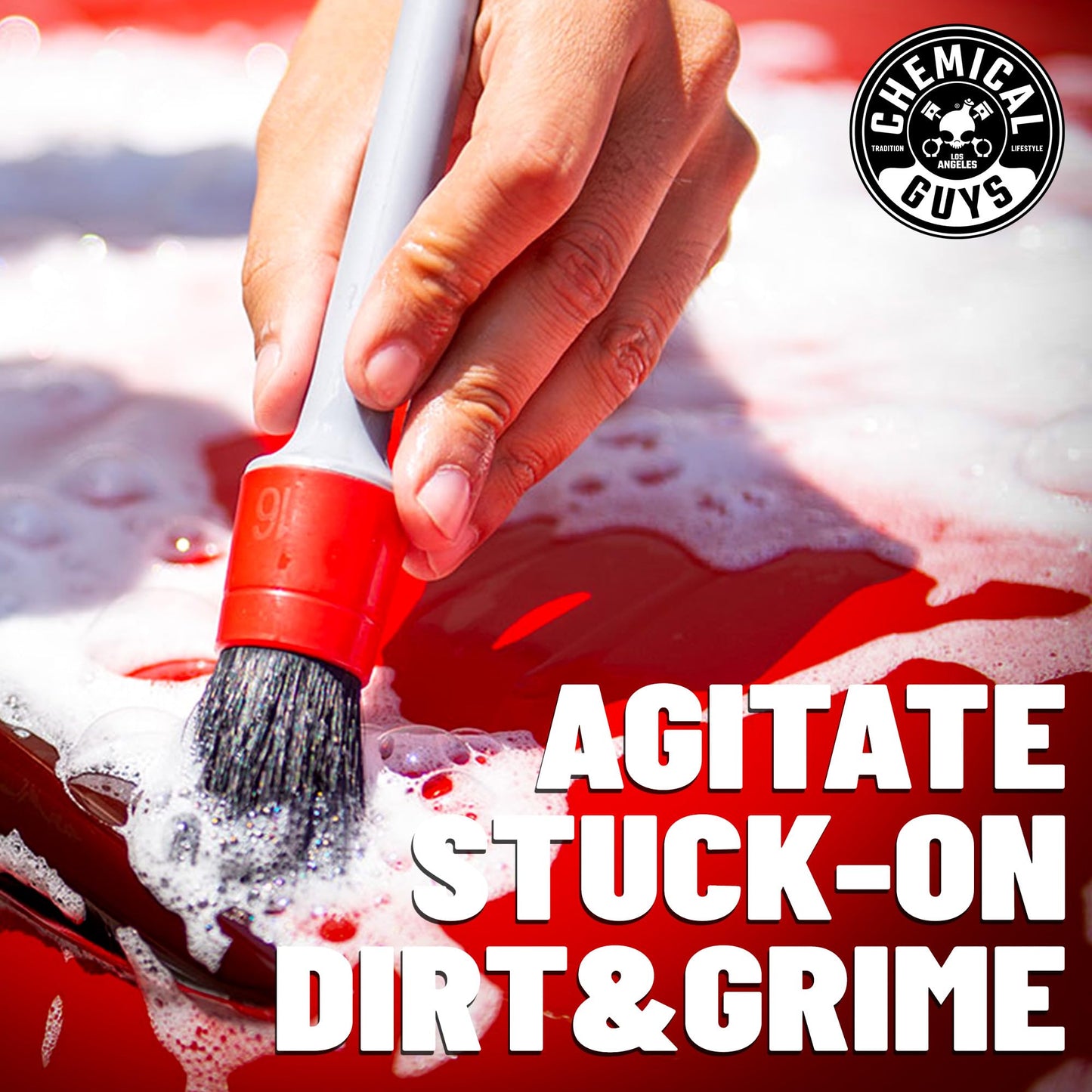 Chemical Guys All in the Details Exterior Detailing Brushes - 3-Piece Soft Scratch-Free Brushes for Wheels, Bumpers, Grilles, Badging & Tight Exterior Gaps on Cars, Trucks, SUVs & More