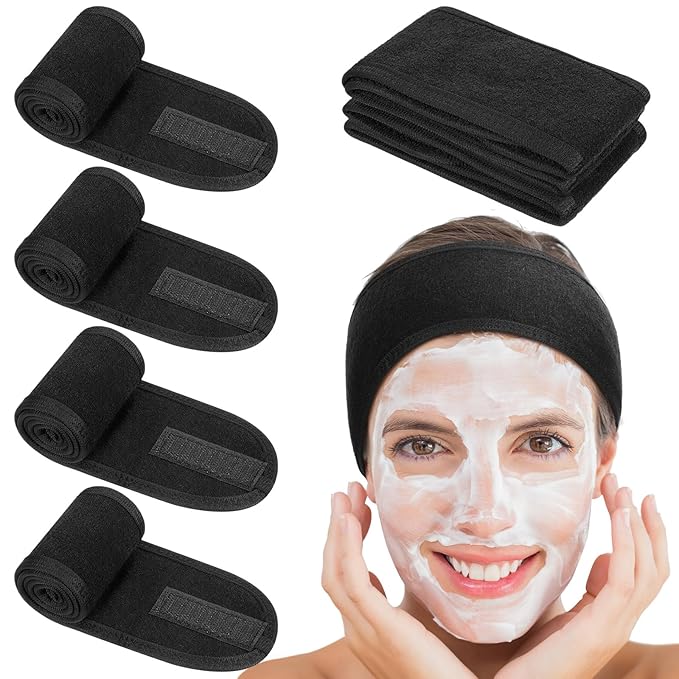 obeoby 4 Pack Spa Facial Headbands for Women, Spa Gifts for MotherÃ¢ÂÂs Day Adjustable Face Wash Headband Make Up Wrap Head