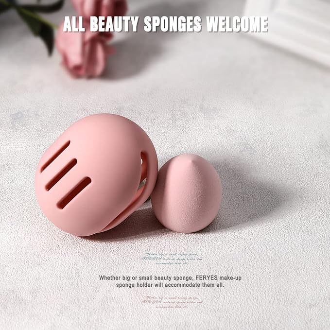 FERYES 2 PCS Makeup Sponge Holder Ã¢ÂÂ Shatterproof Eco-Friendly Silicone Beauty Make Up Blender Case for Travel