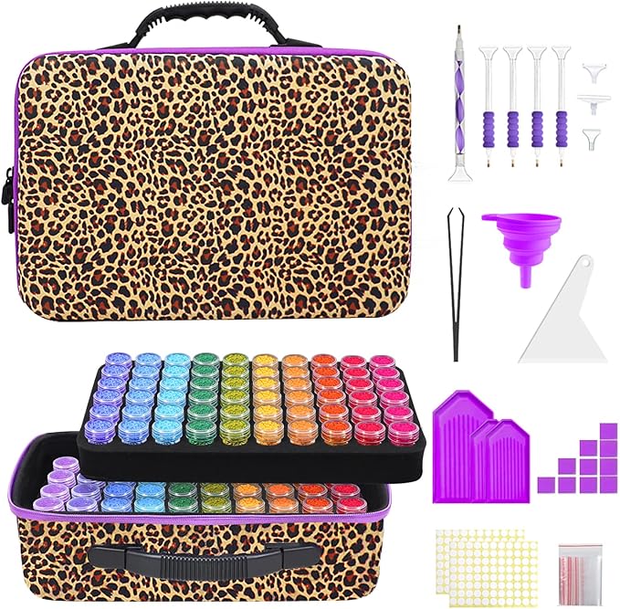 ZORETCO Diamond Painting Storage Containers,120 Slots Diamond Painting Accessories Kits with Tools for Diamond Art Craft Jewelry Beads Organizer