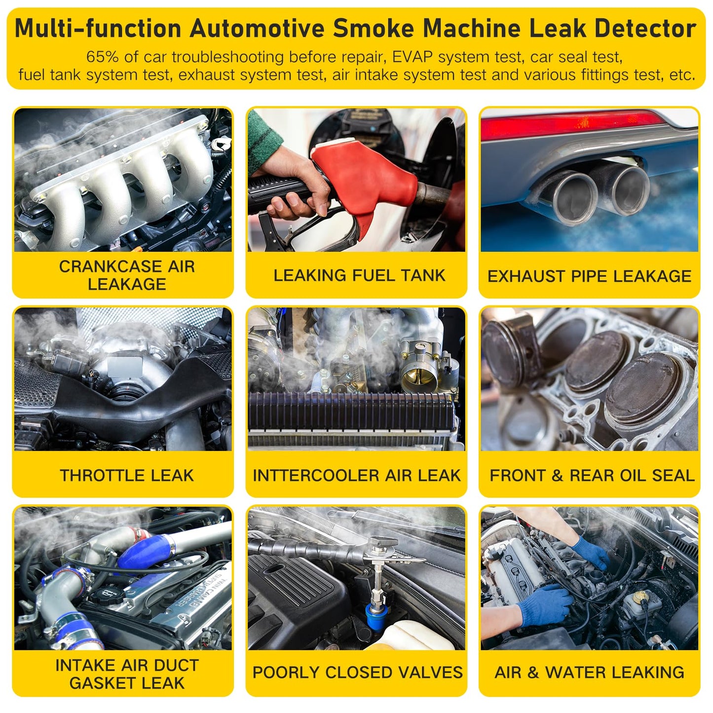 Solary Automotive Smoke Machine Leak Detector - 12V DC EVAP Vacuum Diagnostic Tester for Pipe System