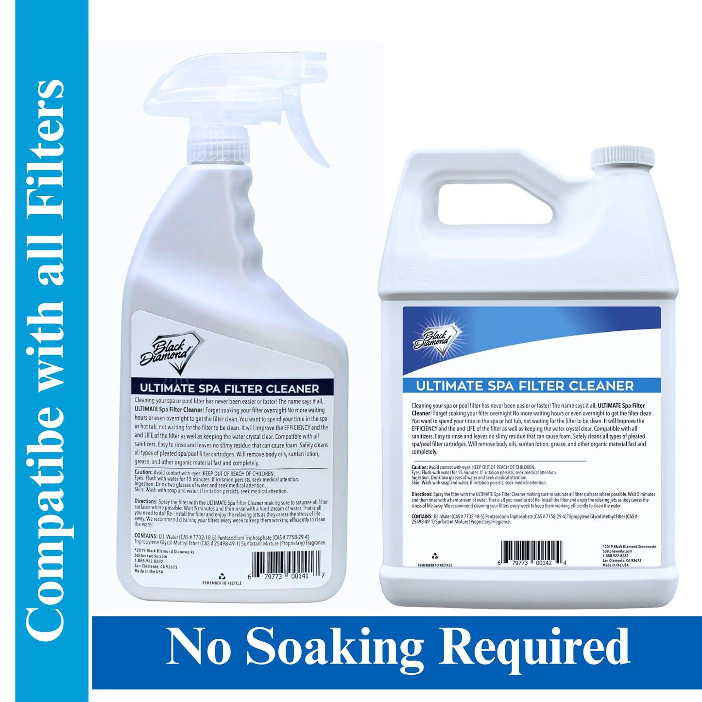 Black Diamond Stoneworks Ultimate Spa Filter Cleaner Fast-Acting Spray. Works Instantly on Hot Tub & Pool Filters Leaving Behind no Sticky Residue. Prolongs Filter Life and Pool Equipment. No Soaking