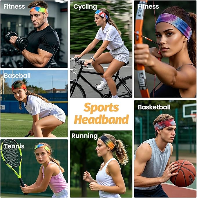 Headbands for Women - 6 Pack Wide Elastic Hair Bands | Stretchy Sweatbands Hair Bands | Soft Sports Thin Head Bands | Non-Slip Accessories Bands for Fashion, Washing Face, Workouts, Yoga, Daily Use