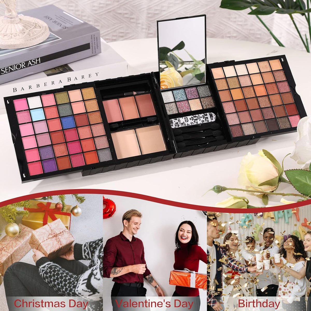 Makeup Sets For Teens Women Full Kits - All in One Gift Makeup Kits For Girls Make Up Set Included Eyeshadow, Blusher, Compact Powder, Eyeliner Pencil For Beginners (N)