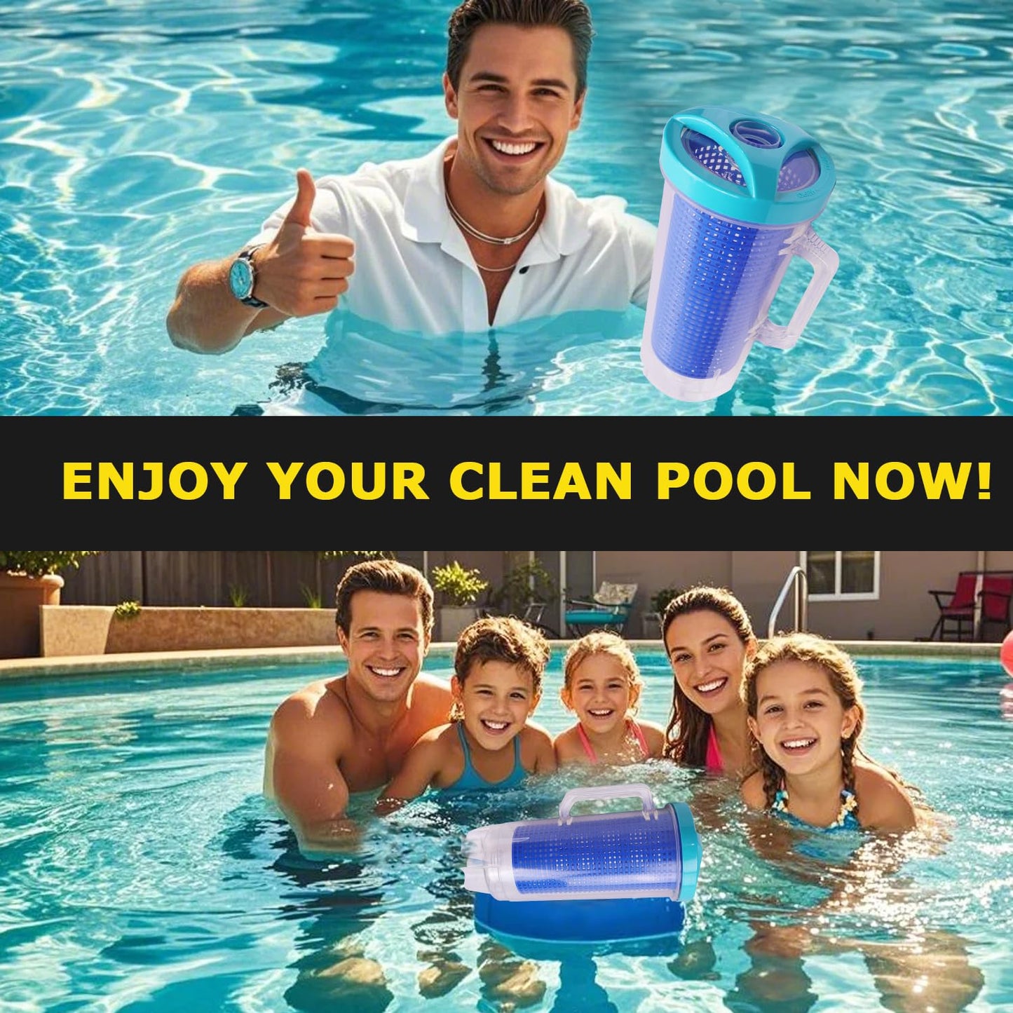 Wuples Pool Leaf Catcher,Large Inline Pool Leaf Canister for Pool Vacuum with 6 Skimmer Socks & Basket,Compatible with Hayward Pentair Pool Cleaners,Inground Pool Leaf Trap Debris Catcher Replacement