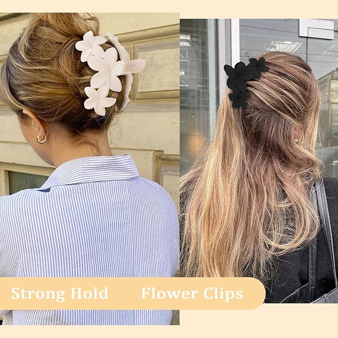Hawaiian Flower Hair Clips Large Matte Hair Claw for Women Non-Slip Strong Hold Clips for Thick Hair, Hair Accessories,Brown,Black,Coffee,White