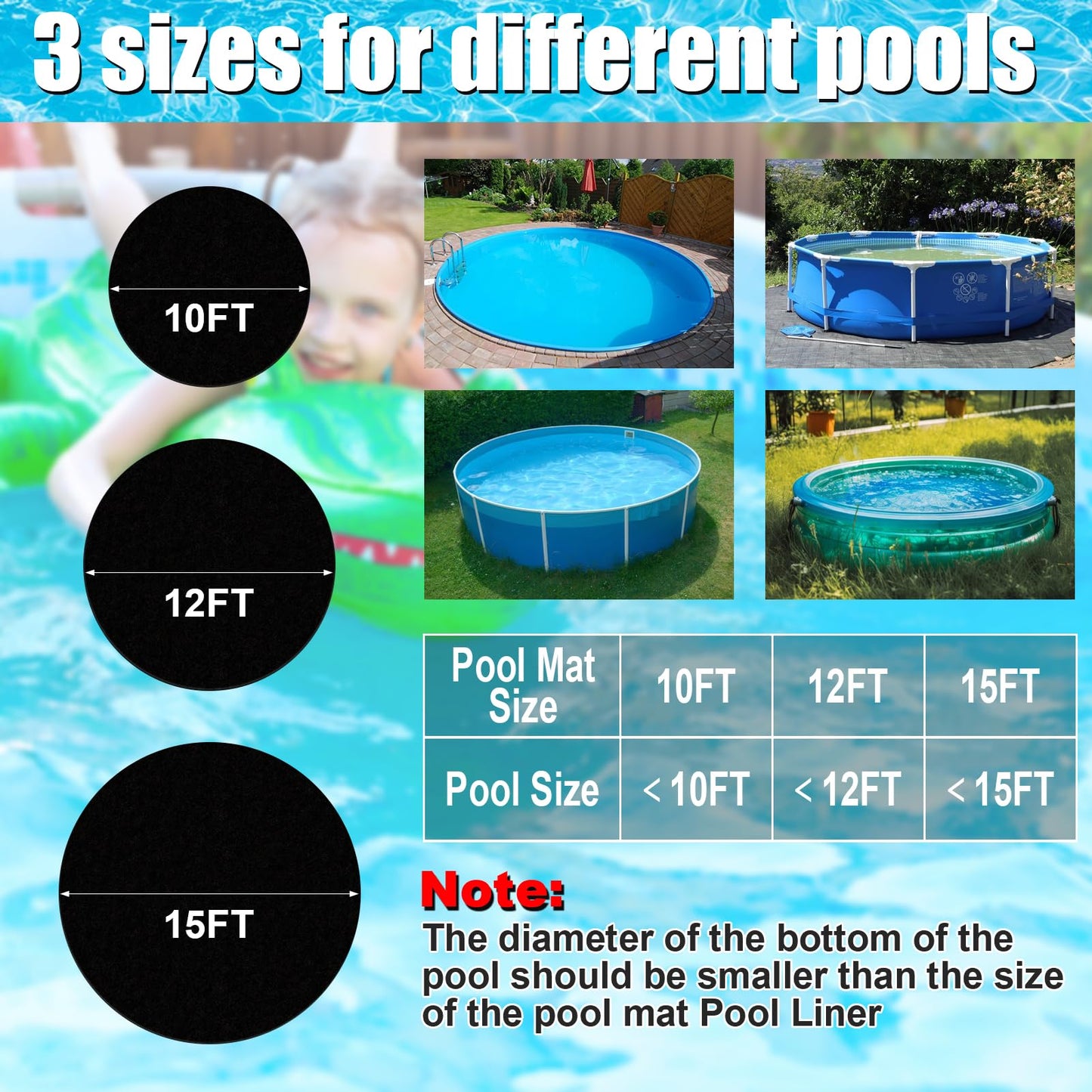 VICAMB 10ft Heavy Duty Round Pool Liner Pad for Above Ground Pool,Pool Ground Mat Under Pool Pad,Pool Bottom Liner Protector to Prevent Puncture and Extend Liner Life