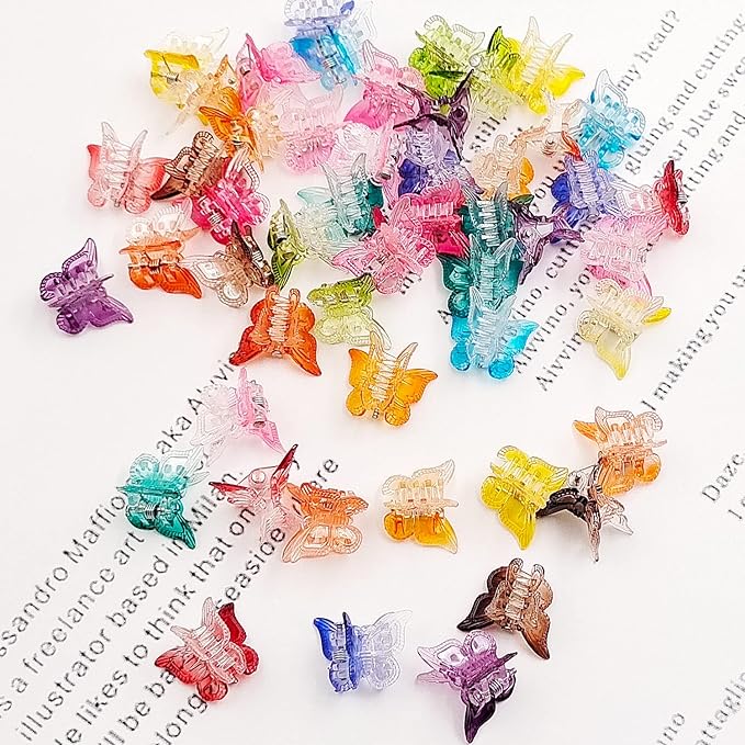 50 Packs Assorted Color Butterfly Hair Clips, Beautiful Mini Butterfly Hair Clips Hair Accessories for Women and Girls (Gradient Colors)