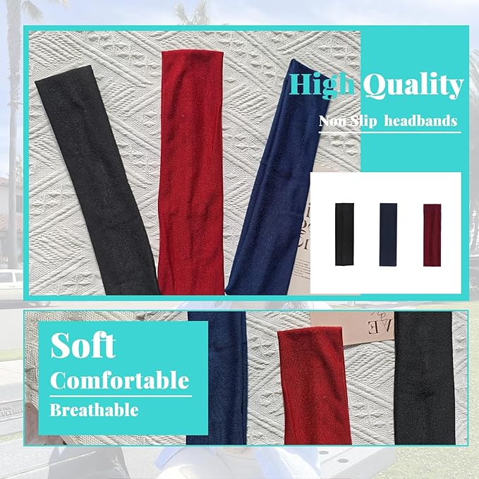 Headbands for Women Non Slip Head Bands for Women's Hair cute elastic womens headbands Soft Cotton Cloth Fashion floral headband for women for Daily Workout Sports Running Yoga