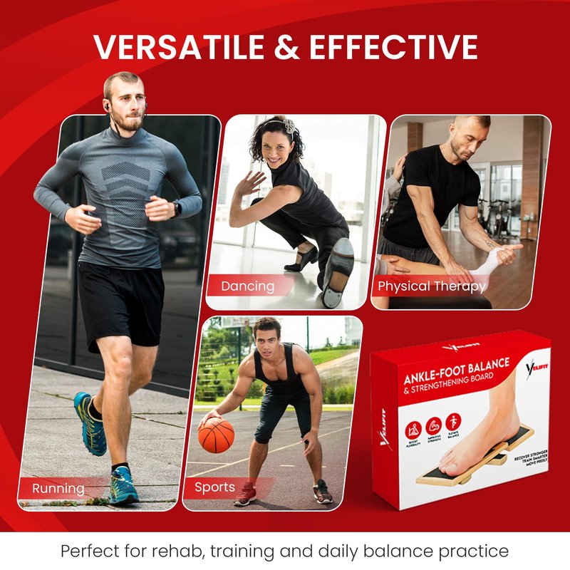 Velifit Ankle Strengthener & Axis Board, Bamboo Ankle Balance Board for Physical Therapy, Blackboard Foot Trainer & Foot Strengthener, Giboard for Balance Training, Axisboard for Leg Stability