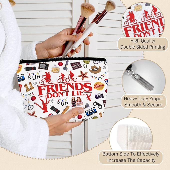 Friendship Makeup Bag with Inspirational Quote Cool Thing Friend Merchandise Gifts for Women BFF Bestie Sister Cosmetic Pouch Travel Toiletry Organizer Pencil Case Birthday Party Favor Idea