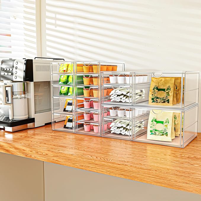 30 Drawers, Acrylic Desk Makeup Organizer, Plastic Drawers Organizer, Stackable Storage Solution for Makeup, Dresser, Office, Bathroom Clear Plastic Craft and Bead Storage Cabinet