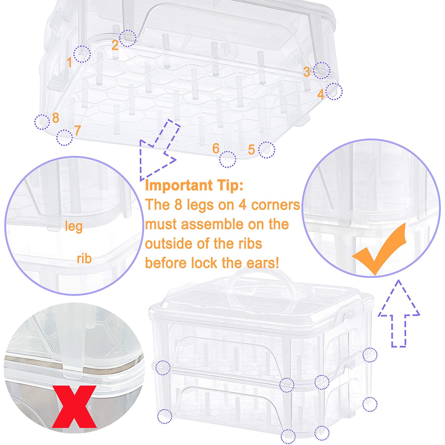 New brothread 2 Layers Stackable Clear Storage Box/Organizer for Holding 40 Spools Home Embroidery & Sewing Thread (Spool Size Requirement: Height≤2.2"/5.6CM; Width≤1.69"/4.3CM)