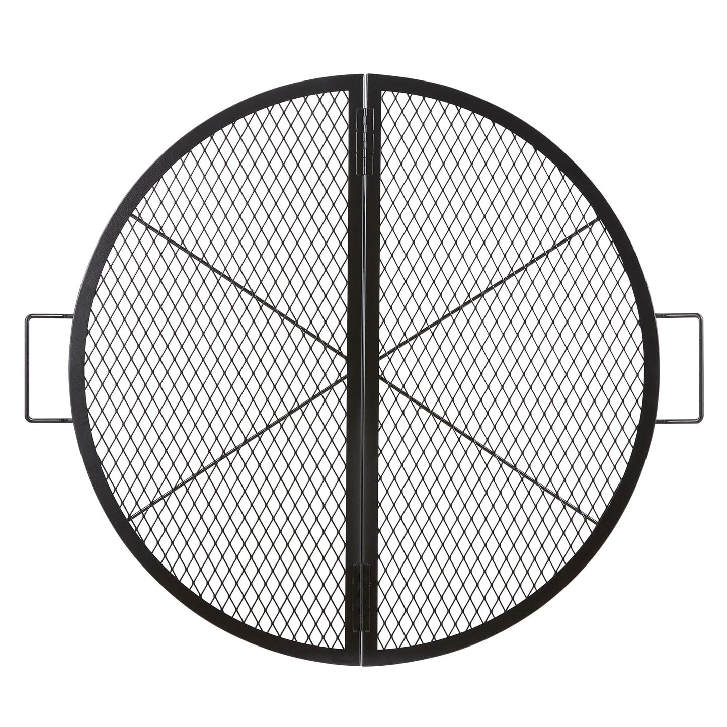 VEVOR X-Marks Fire Pit Grill Grate, Foldable Round Cooking Grate, Heavy Duty Steel Campfire BBQ Grill Grid with Handle and Support X Wire, Portable Camping Cookware for Outside Party, 36 Inch Black