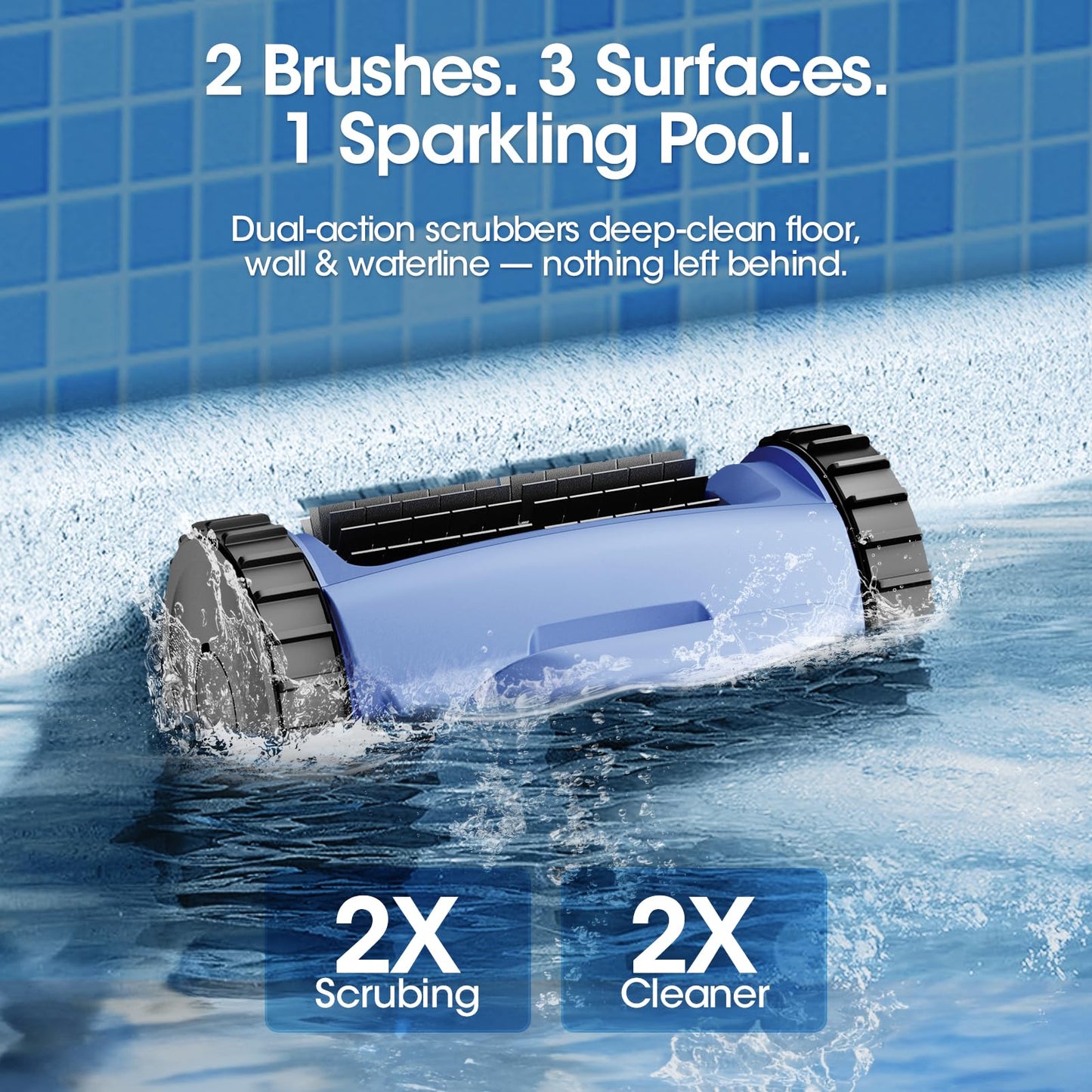 Cordless Robotic Pool Vacuum with Smarter Navigation & Track Drive, Dual 180W Brushless Motors, Wall & Waterline Climbing, 150-Min Runtime, for Inground & Above-Ground Pools up to 2,150 Sq. Ft.