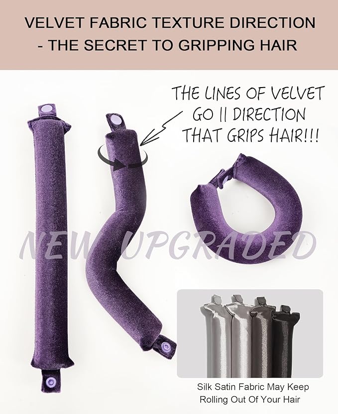 Littles Heatless Curls Overnight Rods Velvet Hair Curler to Sleep in No Heat Heatless Curling Iron Foam Sponge Flexi Rods Hair Rollers for Long Short Hair Care Styling Tools