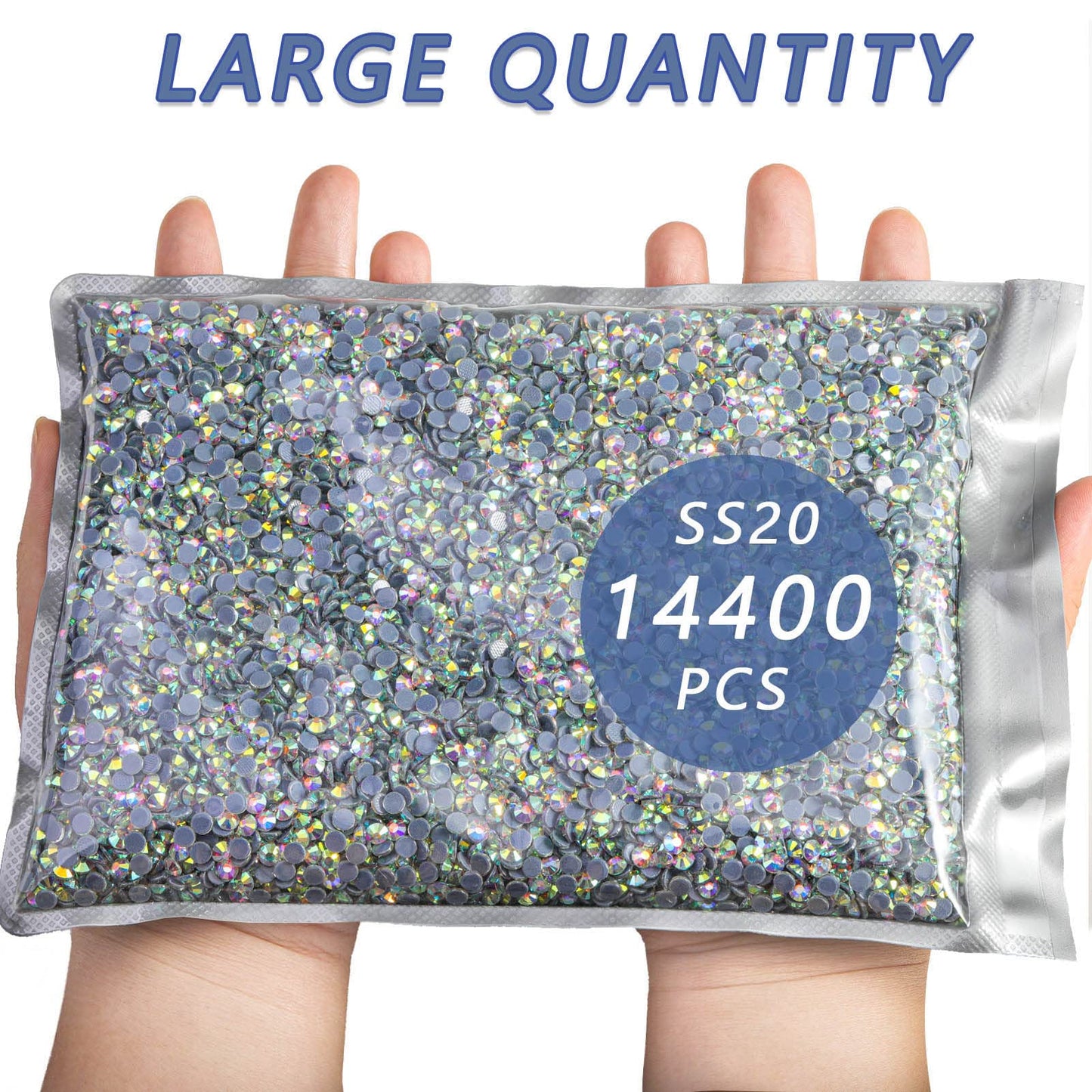 Beadsland Hotfix Rhinestones Bulk, 14400PCS Crystal Hot Fix Rhinestones for Crafts Clothes DIY Decoration, Crystal AB, SS20, 4.6-4.8mm