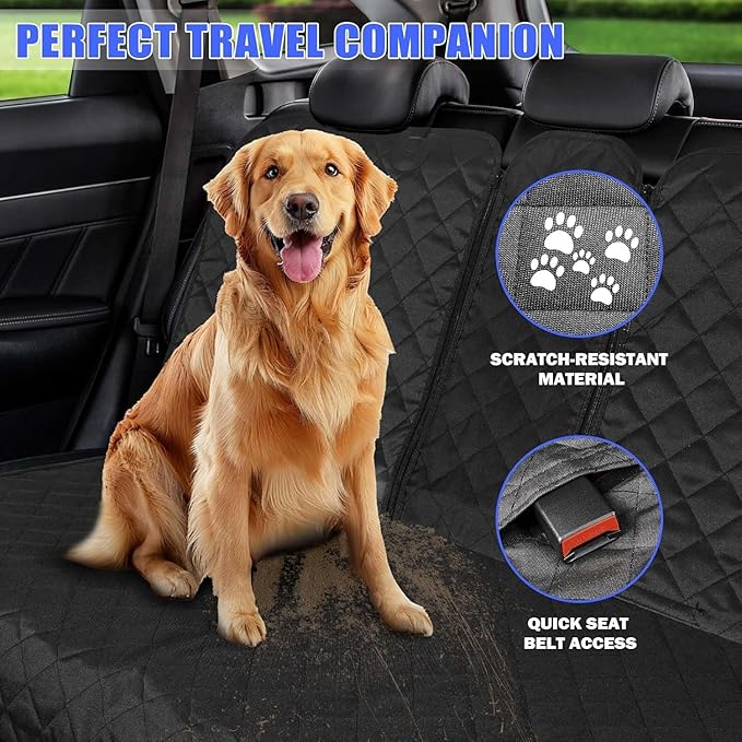 Dog Car Seat Cover for Back Seat, Car Seat Cover 60/40 Split Bench for Full-Size SUV, Pickup Truck, Big Truck - X-Large - 61" W