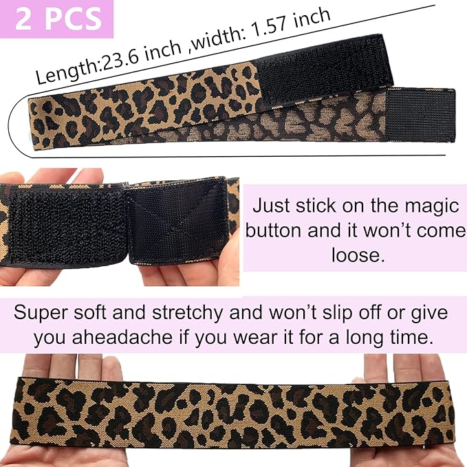 Elastic Lace Melting Band for Wigs - Adjustable Buckle Edge Wrap for Laying Edges, Keeping Wig Grip and Frontal Melting, 2 Pcs Wig Accessories